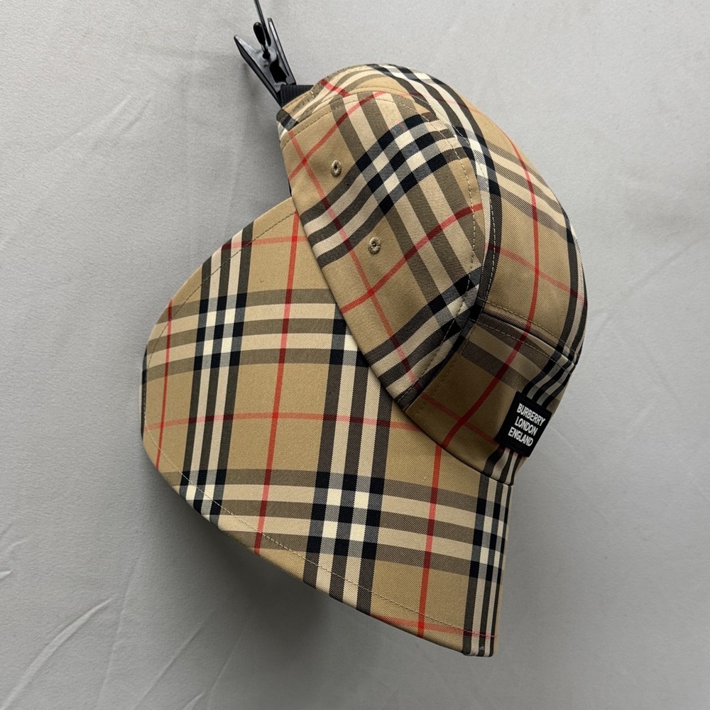 RARE ONE OF A KIND Burberry Beige and Black Plaid Hat/Bucket Hat
